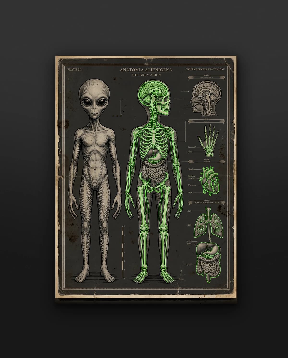 Anatomie šediváka — Obraz s UFO designem | DOPESTORE