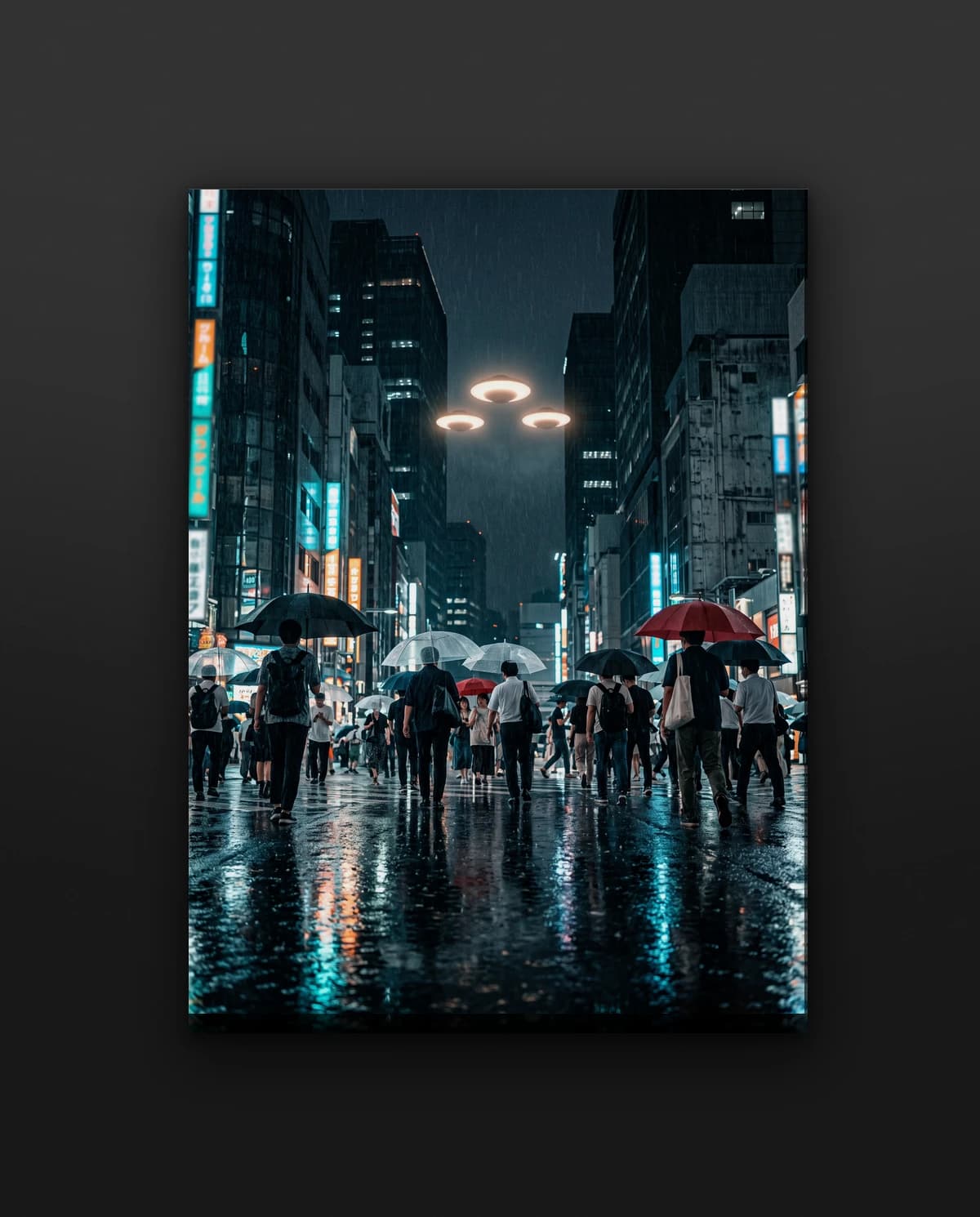 Flotila nad městem — Obraz s UFO designem | DOPESTORE