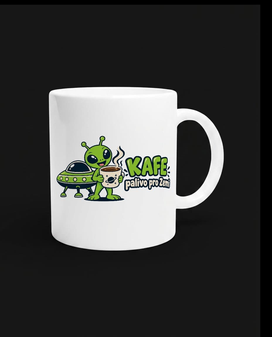 Hrnek Kafe – palivo pro Zemi — Hrnek s UFO designem | DOPESTORE