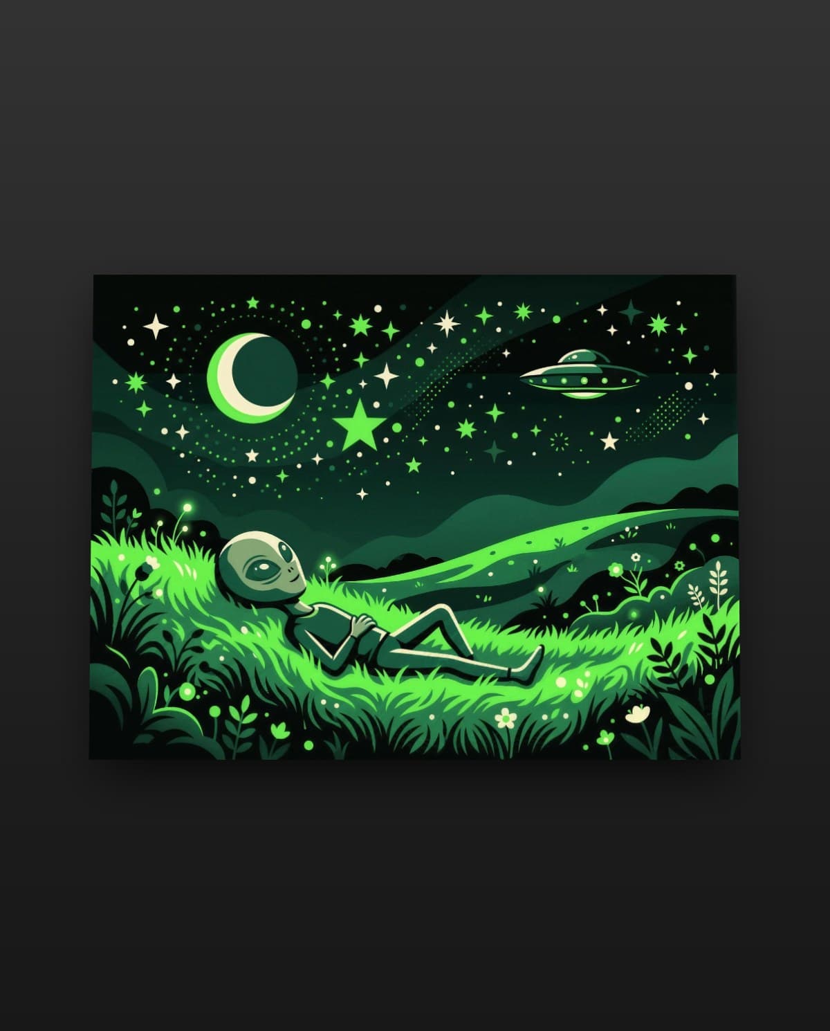 Louka pod hvězdami — Obraz s UFO designem | DOPESTORE