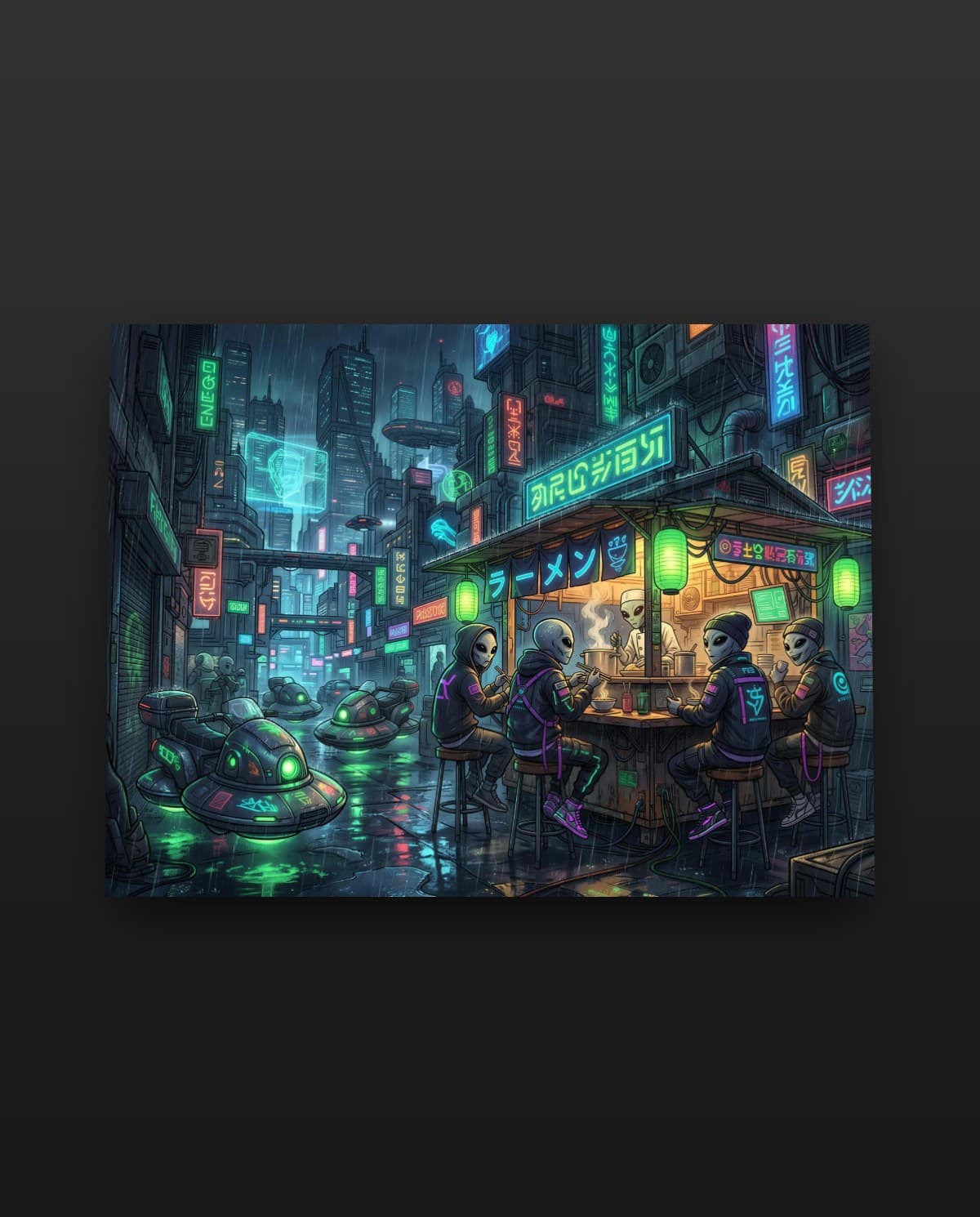 Ramen na Andromedě — Obraz s UFO designem | DOPESTORE