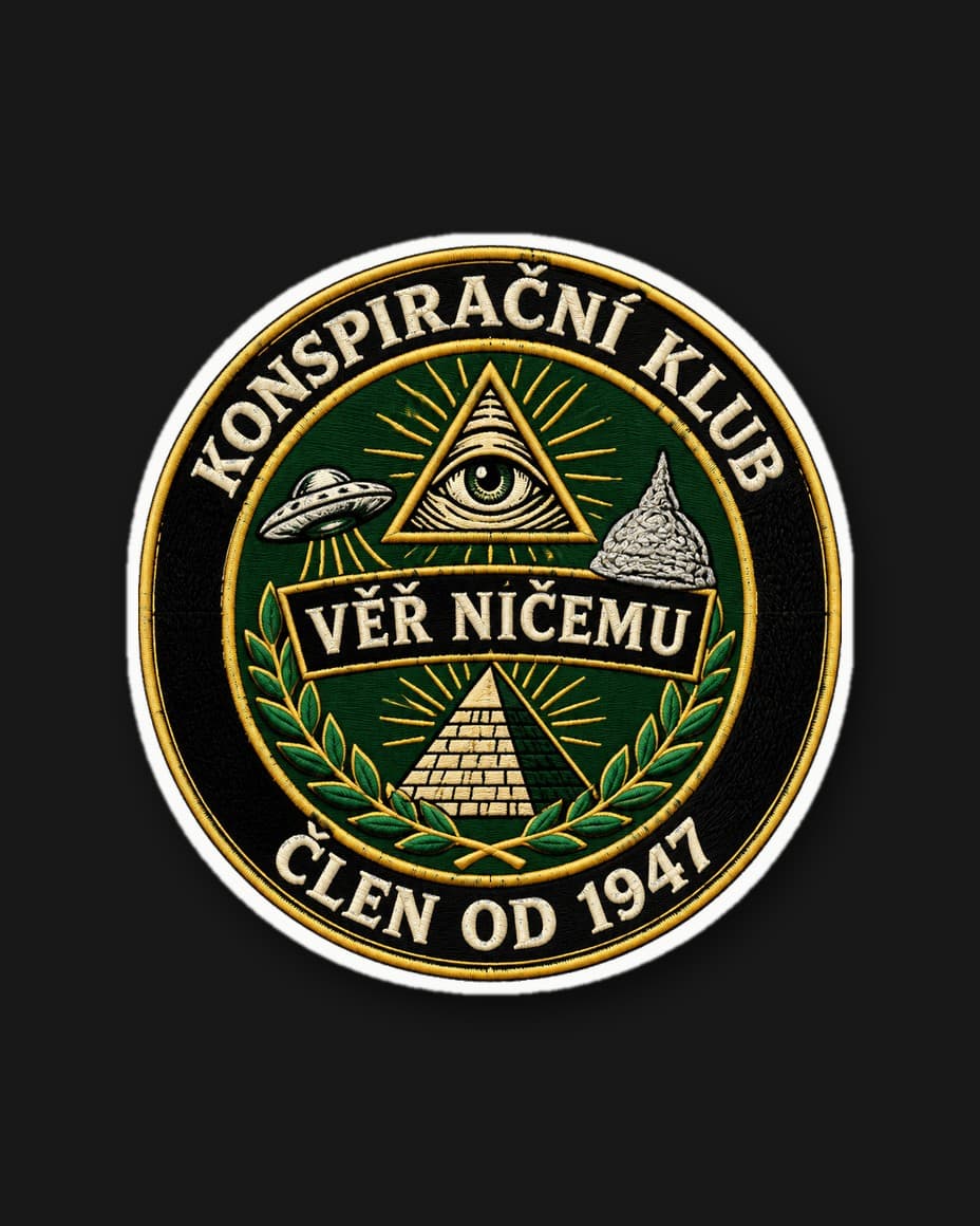 Samolepka Konspirační klub — Doplněk s UFO designem | DOPESTORE