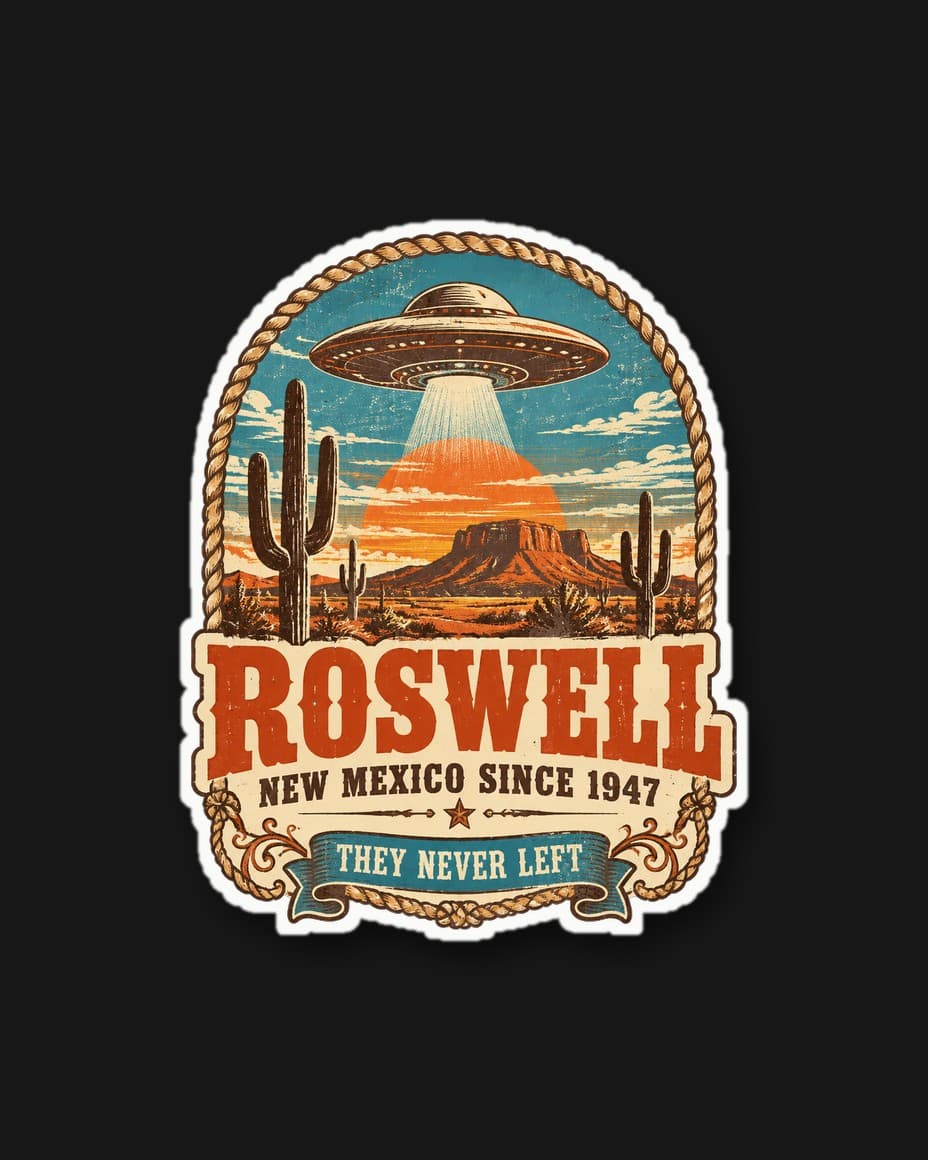 Samolepka Roswell 1947 — Doplněk s UFO designem | DOPESTORE