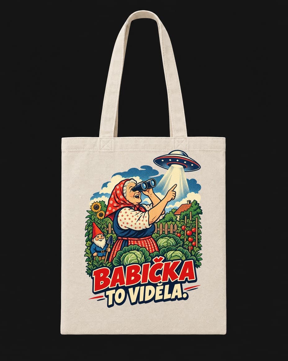 Taška Babička to viděla — Taška s UFO designem | DOPESTORE